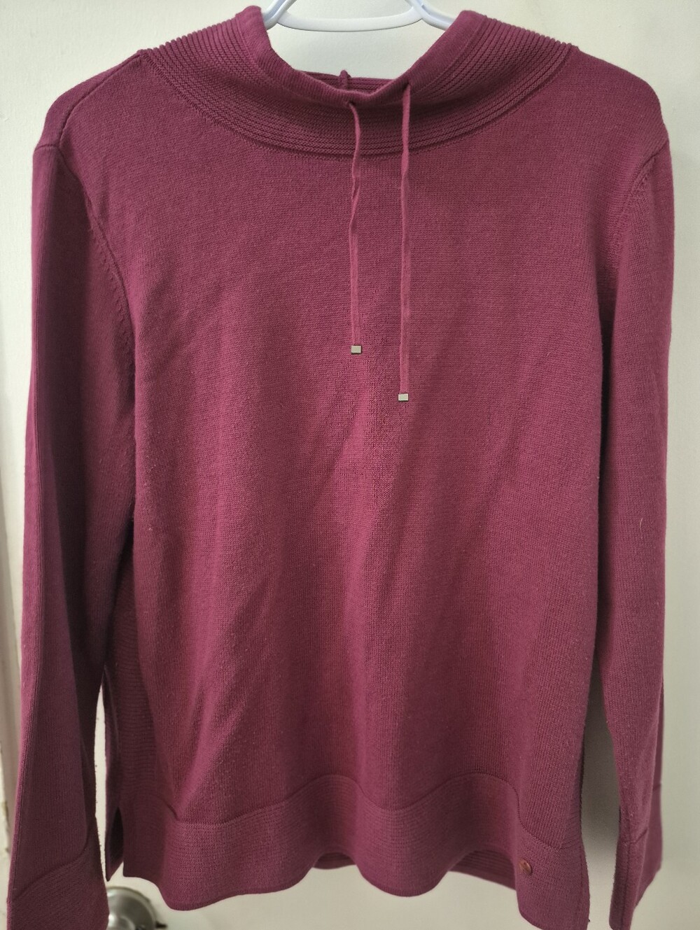 Women's Raspberry Funnel Neck Drawcord Sweater